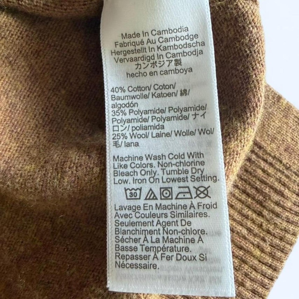 J.Crew Brown Heathered Cotton Wool Blend Raglan Crewneck Sweater Small - Picture 6 of 7